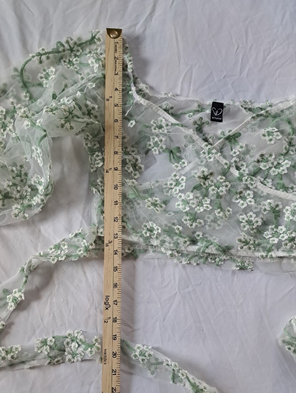Windsor Sheer Floral Embroidered Wrap Top Fairy Cottage Coquette Garden Party M - Picture 14 of 15